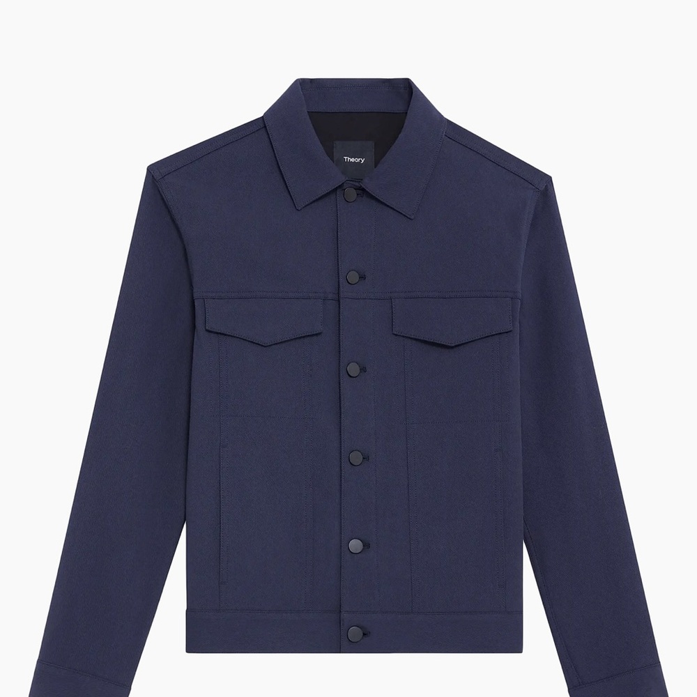 Theory mens Dark Blue Utility Jacket size small navy nwt trucker , jean jacket